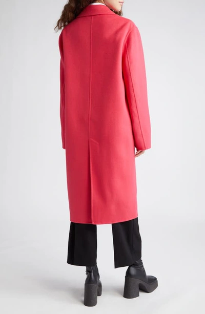 Shop Stella Mccartney Iconic Double Breasted Wool Coat In 5680 - Raspberry