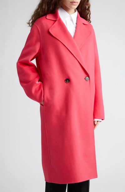 Shop Stella Mccartney Iconic Double Breasted Wool Coat In 5680 - Raspberry