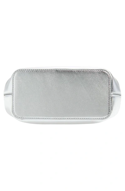 Shop Alexander Mcqueen Mini Peak Metallic Leather Bag In Silver