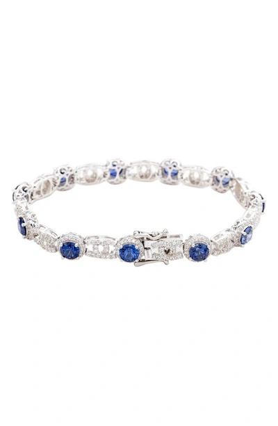 Shop Suzy Levian Sapphire & Lab Created White Sapphire Tennis Bracelet In Blue