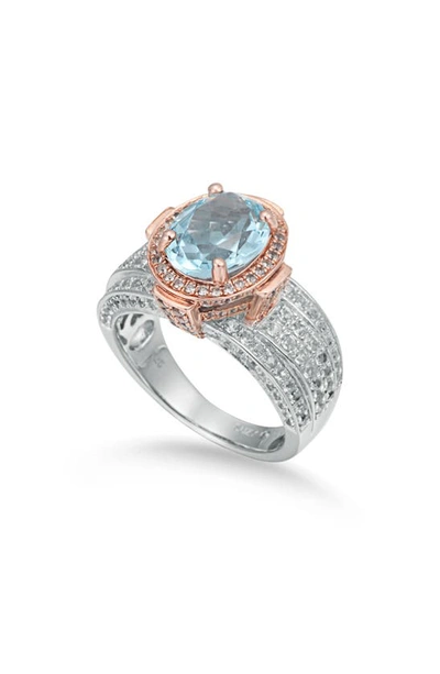 Shop Suzy Levian Blue & White Topaz Two-tone Ring