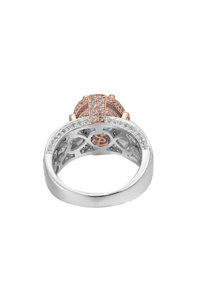 Suzy Levian Blue & White Topaz Two-tone Ring In Blue
