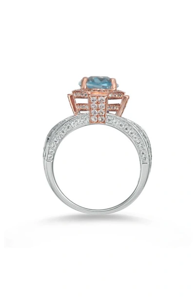 Suzy Levian Blue & White Topaz Two-tone Ring In Blue