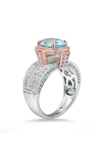 Suzy Levian Blue & White Topaz Two-tone Ring In Blue