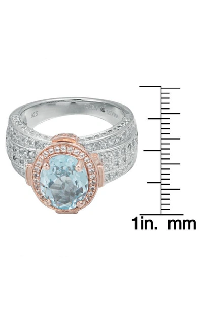 Suzy Levian Blue & White Topaz Two-tone Ring In Blue