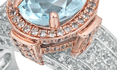 Suzy Levian Blue & White Topaz Two-tone Ring In Blue