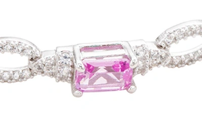 Shop Suzy Levian Sapphire & Lab Created White Sapphire Tennis Bracelet In Pink