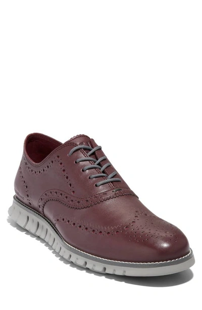 Shop Cole Haan Zerogrand Wingtip Derby In Pinot/ Paloma/ Syrah