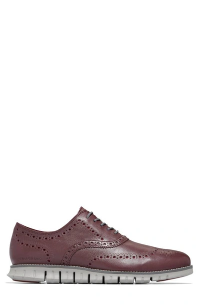 Shop Cole Haan Zerogrand Wingtip Derby In Pinot/ Paloma/ Syrah