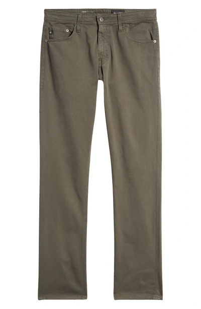 Shop Ag Everett Sueded Stretch Sateen Slim Straight Leg Pants In Forest Moss