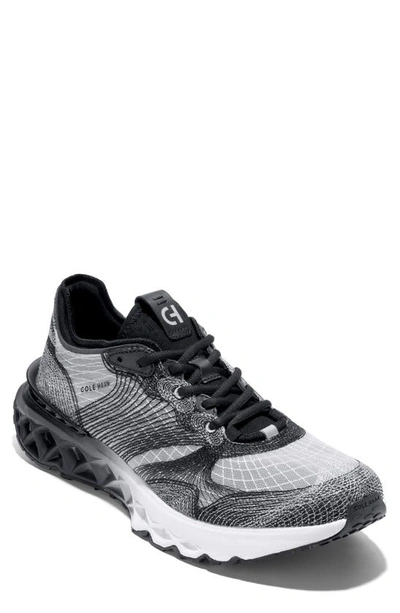 Shop Cole Haan 5.zerogrand Embrostitch Running Shoe In Black/ Gray Pinstripe/ Optic