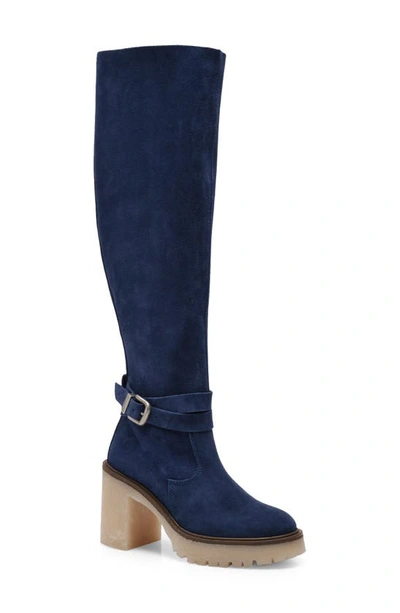 Shop Free People Jasper Over The Knee Boot In Rinsed Navy