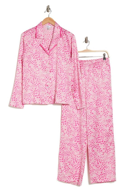 Shop Nordstrom Rack Classic Satin Pajama 2-piece Set In Pink Cake Heart Swirl