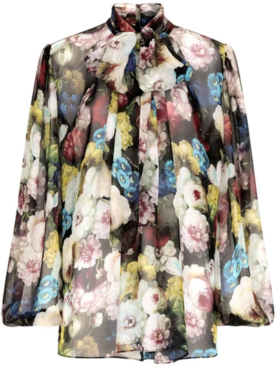 Shop Dolce & Gabbana Blouse With Floral Print In Multicolour