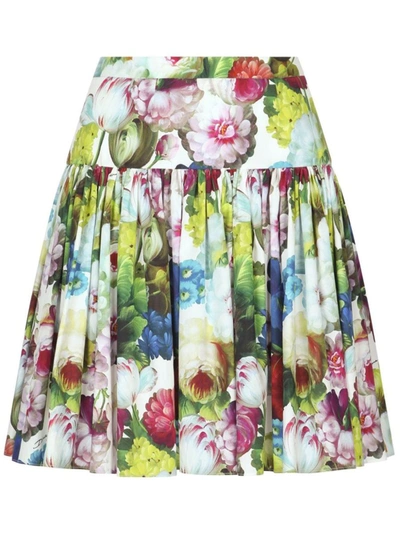 Shop Dolce & Gabbana Skirt With Floral Print In White