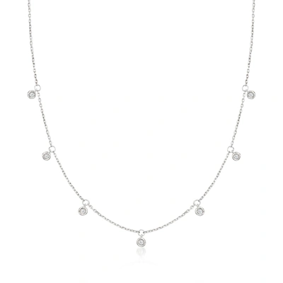 Rs Pure Ross-simons Bezel-set Diamond Dangle Necklace In Sterling Silver In Silver