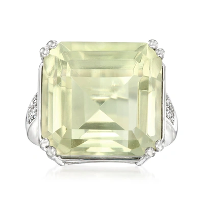 Shop Ross-simons Prasiolite And . Diamond Ring In Sterling Silver In Green