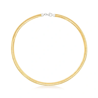 Ross-simons Italian 6mm Reversible Omega Necklace In Sterling Silver And 18kt Gold Over Sterling In Silver