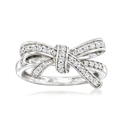 Ross-simons Diamond Bow Ring In Sterling Silver In Silver