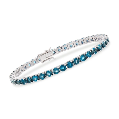 Shop Ross-simons London Blue Topaz Tennis Bracelet In Sterling Silver