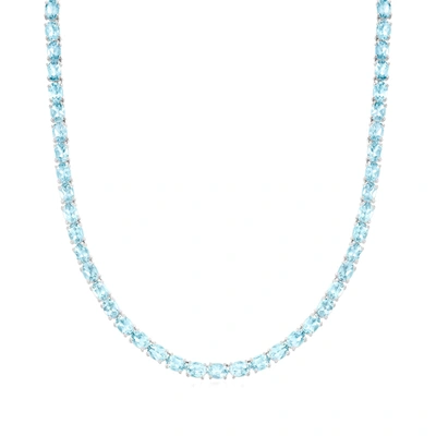 Shop Ross-simons Sky Blue Topaz Tennis Necklace In Sterling Silver