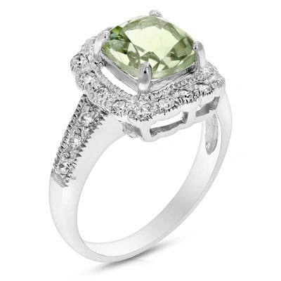 Shop Vir Jewels 1 Cttw 7mm Green Amethyst Ring .925 Sterling Silver With Rhodium Cushion Cut