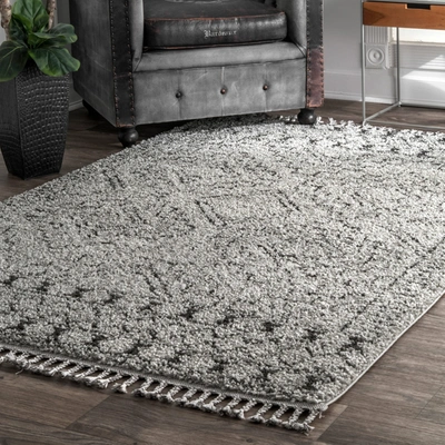 Nuloom Vasiliki Moroccan Tribal Tassel Rug