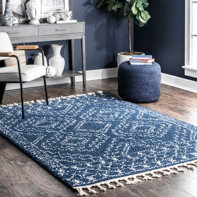 Nuloom Vasiliki Moroccan Tribal Tassel Rug