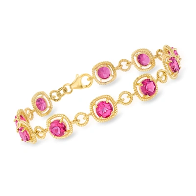 Ross-simons Pink Topaz Bracelet In 18kt Gold Over Sterling In Pink