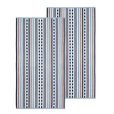 Shop Superior Cotton Stitch Stripe Textured (set Of 2) Oversized Beach Towel