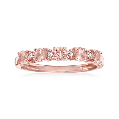 Ross-simons Morganite Ring With Diamond Accents In 18kt Rose Gold Over Sterling In Pink