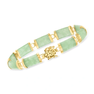 Shop Ross-simons Green Jade Bracelet In 14kt Yellow Gold