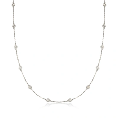 Ross-simons 0.50- Bezel-set Diamond Station Necklace In Sterling Silver In Silver