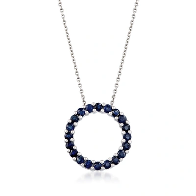 Shop Ross-simons Sapphire Circle Of Eternity Necklace In Sterling Silver In Blue