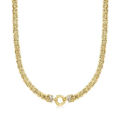 Ross-simons 14kt Yellow Gold Byzantine Necklace With Diamond Accents In Gold