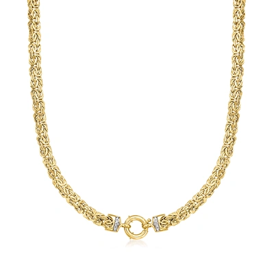 Ross-simons 14kt Yellow Gold Byzantine Necklace With Diamond Accents In Gold