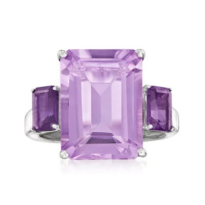 Ross-simons Emerald-cut Amethyst Ring In Sterling Silver In Purple
