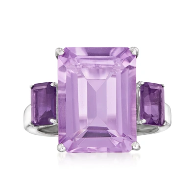 Ross-simons Emerald-cut Amethyst Ring In Sterling Silver In Purple