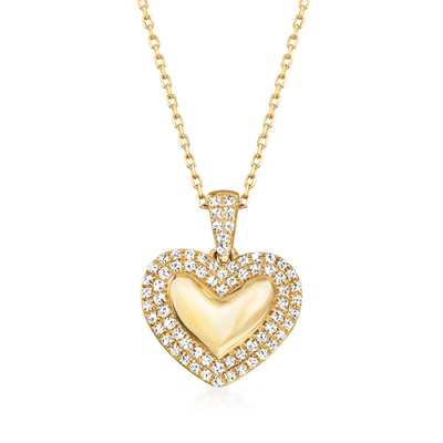 Shop Rs Pure Ross-simons Diamond Heart Pendant Necklace In 14kt Yellow Gold