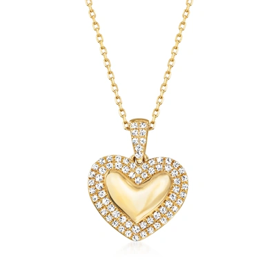 Rs Pure Ross-simons Diamond Heart Pendant Necklace In 14kt Yellow Gold In Yellow