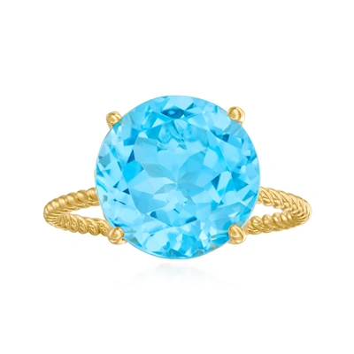 Shop Ross-simons Sky Blue Topaz Twist Rope Ring In 14kt Yellow Gold