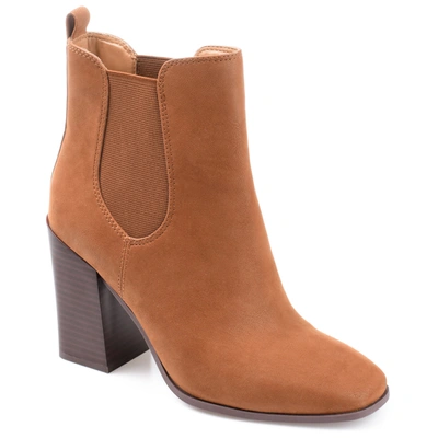Journee Collection Maxxie Vegan Leather Chelsea Bootie In Brown