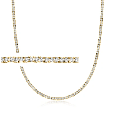 Ross-simons Diamond Tennis Necklace In 18kt Gold Over Sterling In Gold