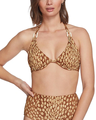 Shop Robin Piccone Bambi Bikini Top In Brown