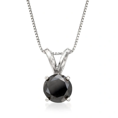 Ross-simons Black Diamond Solitaire Necklace In 14kt White Gold In Black