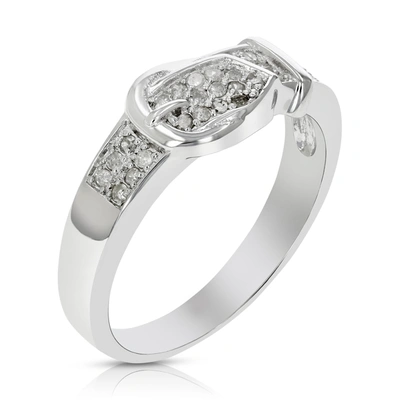 Vir Jewels 1/6 Cttw Diamond Buckle Ring In .925 Sterling Silver With Rhodium Plating Round In Silver