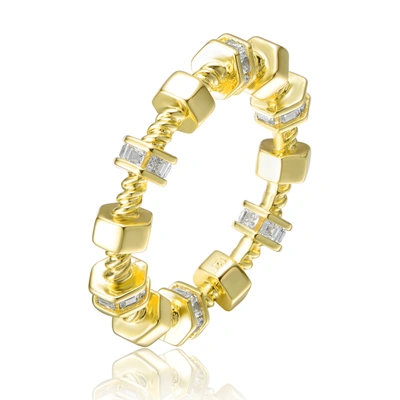 Rachel Glauber Gold Plated Cubic Zirconia Band Ring In Gold