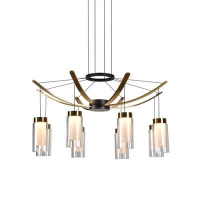 Shop Vonn Lighting Genoa Vac3118bl 24" Integrated Led Chandelier Lighting Fixture With 8 Glass Shades In Black