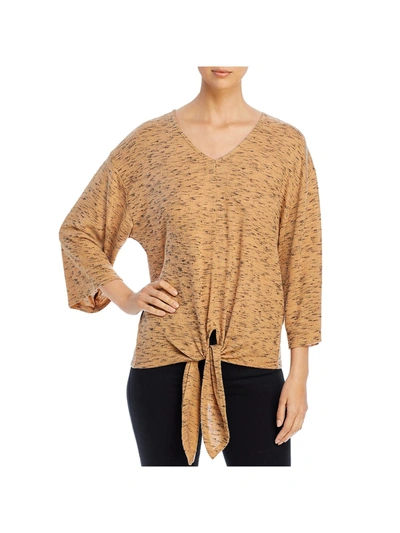 Shop A+a Collection Womens Knot Front V-neck Pullover Top In Brown