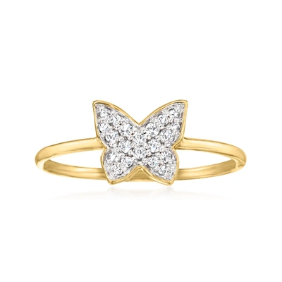 Shop Canaria Fine Jewelry Canaria Diamond Butterfly Ring In 10kt Yellow Gold In Silver